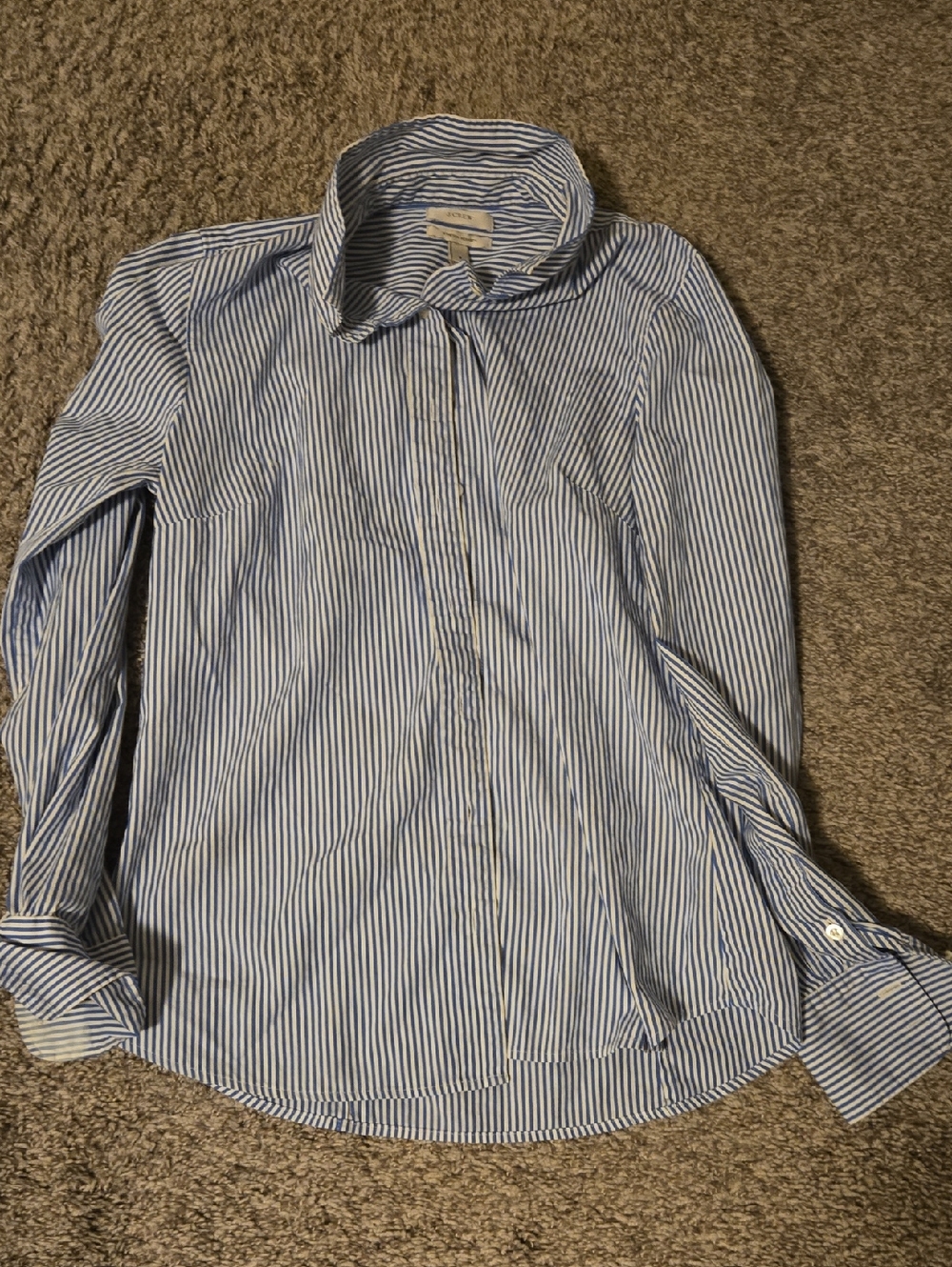 J. Crew Striped Button-Up Shirt in Blue and White